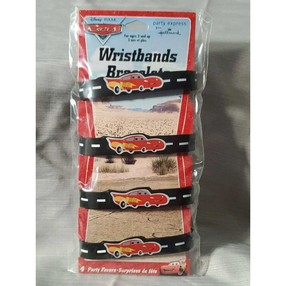 Vntg. Y2K Disney Cars Party Favors/4 Wristbands/NOS/Deadstock/Hallmark/Pixar‎